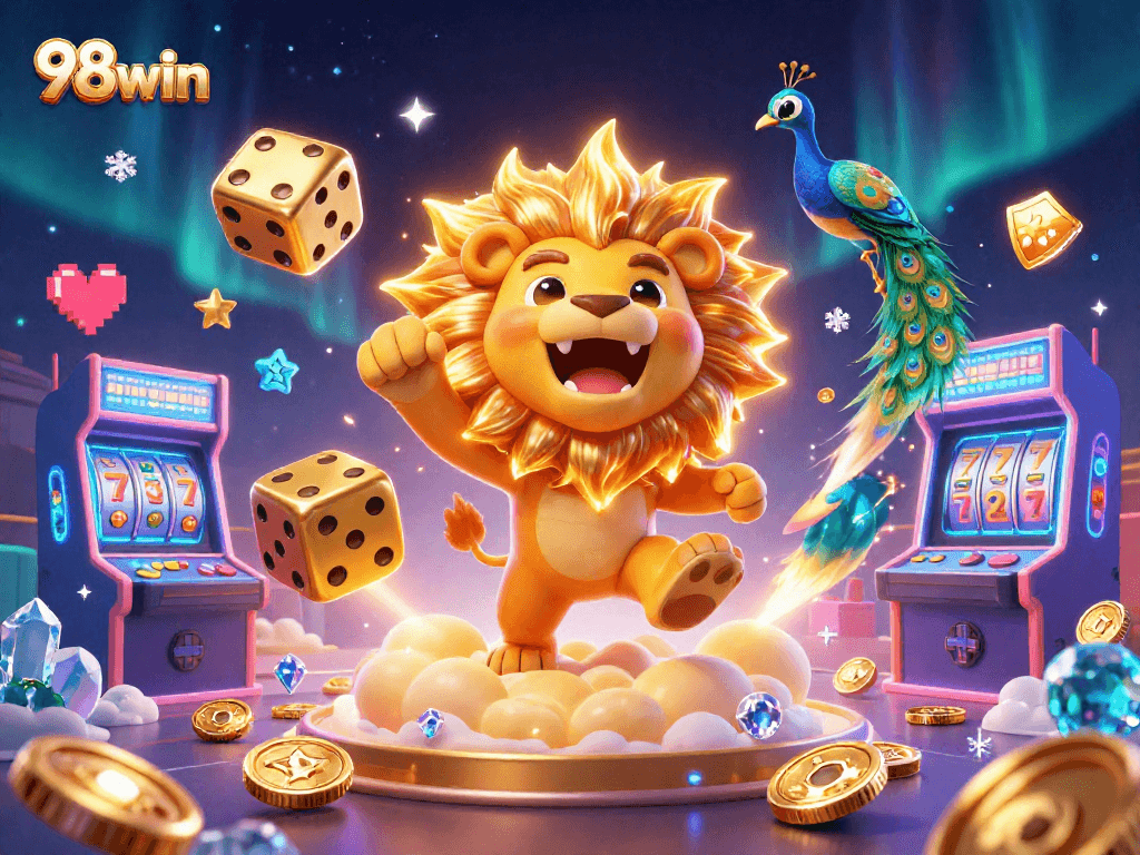 Win exciting rewards at 98win with rich casino illustrations depicting vibrant gaming action.