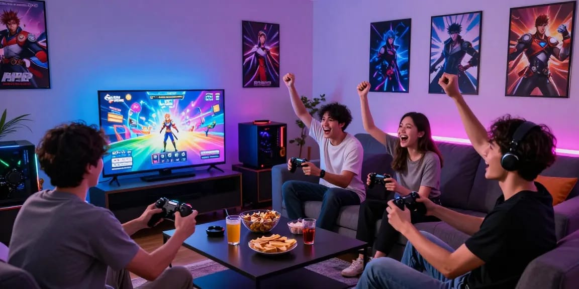 gacha168 gaming scene with friends enjoying an immersive experience