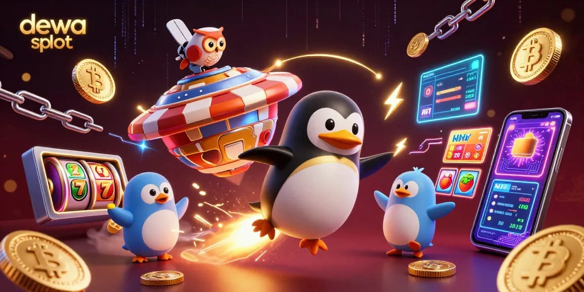 Experience excitement with dewa slot as the golden penguin blasts through space towards a casino haven.