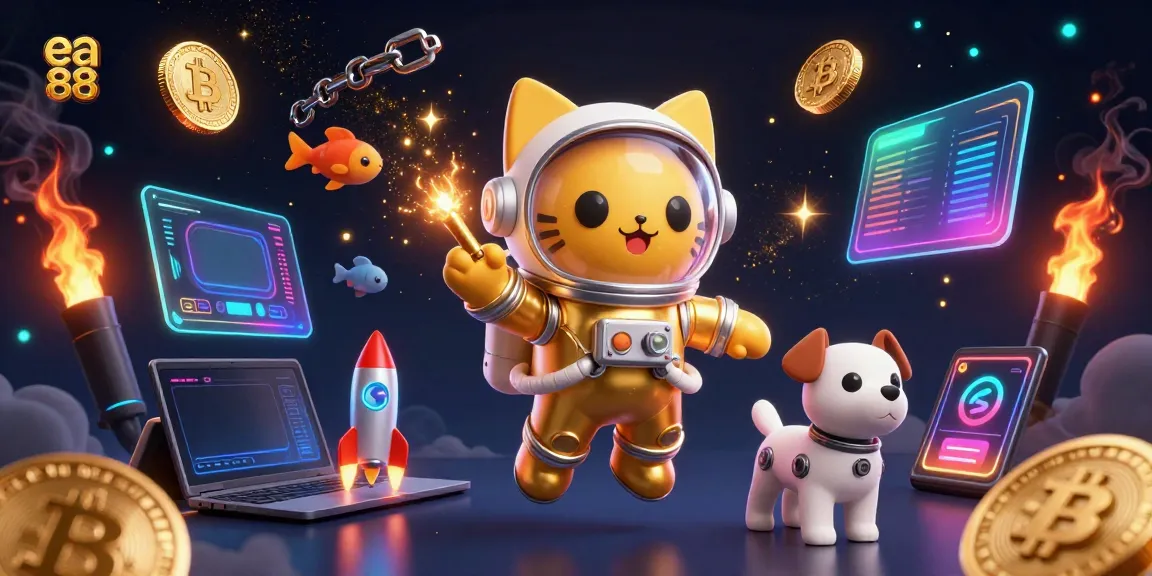 Engage in thrilling gaming action with ea 88 as the astronaut cat and robot dog navigate a dazzling casino universe.