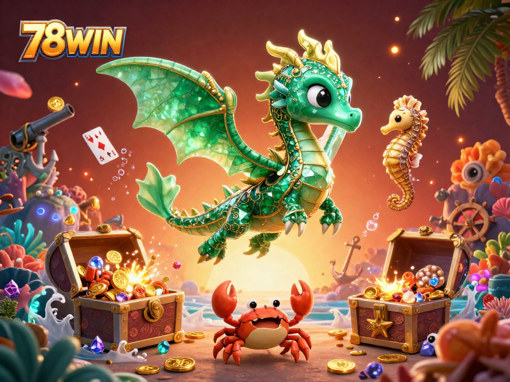 Experience immersive gaming with 78WIN's dazzling underwater scene and treasure-filled adventure.