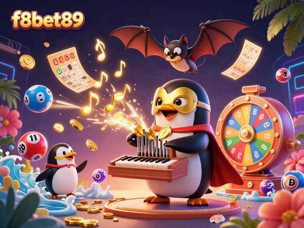 Experience vibrant gameplay with f8bet89 through a lively 3D casino scene showcasing excitement and winnings.