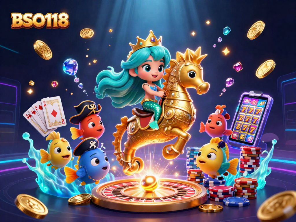 BSO118 captures an exciting casino adventure with a mermaid princess, magical sea creatures, and vibrant gaming elements.