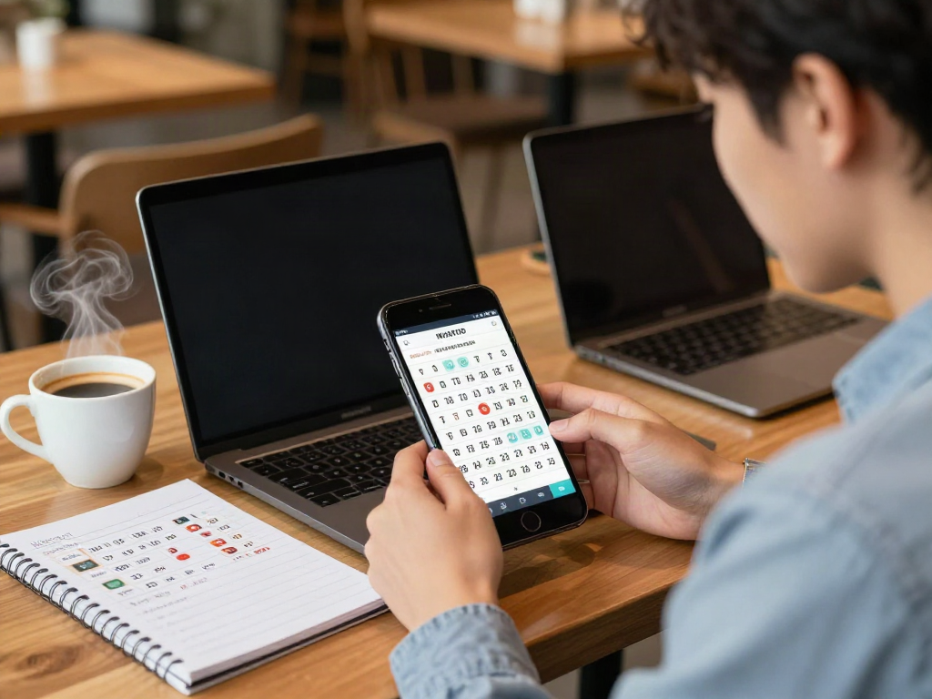 Pengguna NATUNATOTO di kafe menunjukkan aplikasi Toto di smartphone, menciptakan suasana santai dan menarik.