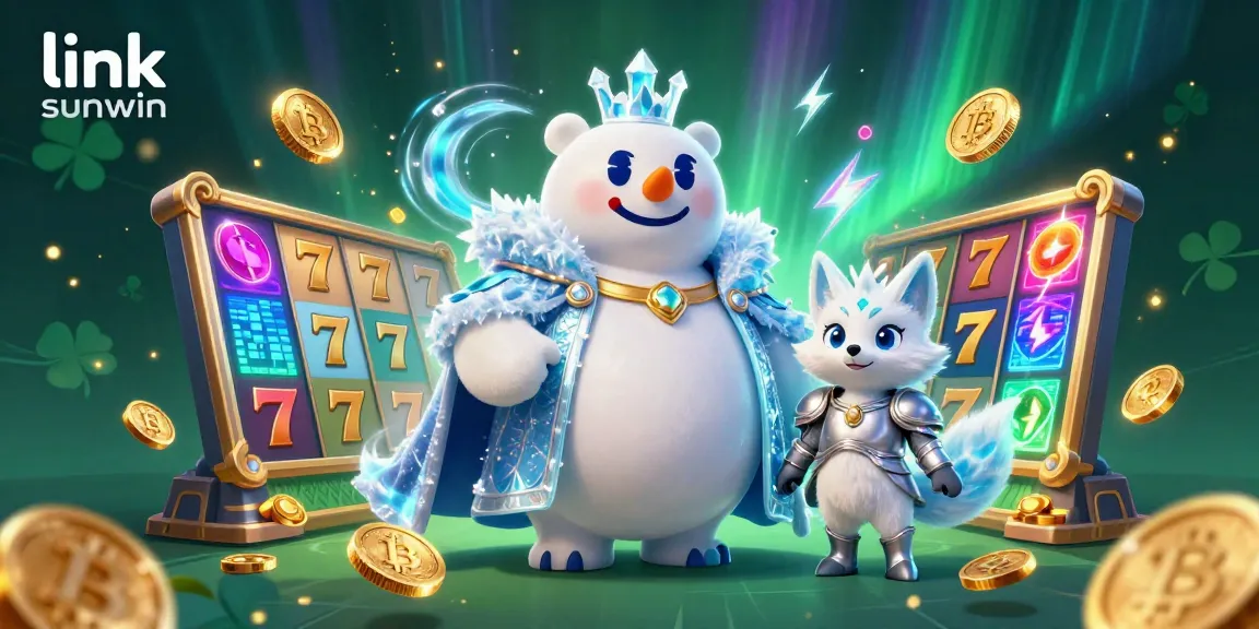 Experience the thrill of "link sunwin" as the ice king and snow fox navigate vibrant slot reels and cryptocurrency!
