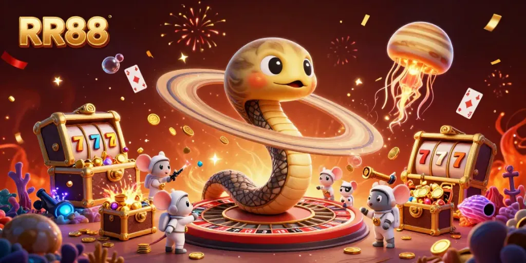 Experience dazzling RR88 gaming with astronaut mice betting on a cosmic roulette wheel!