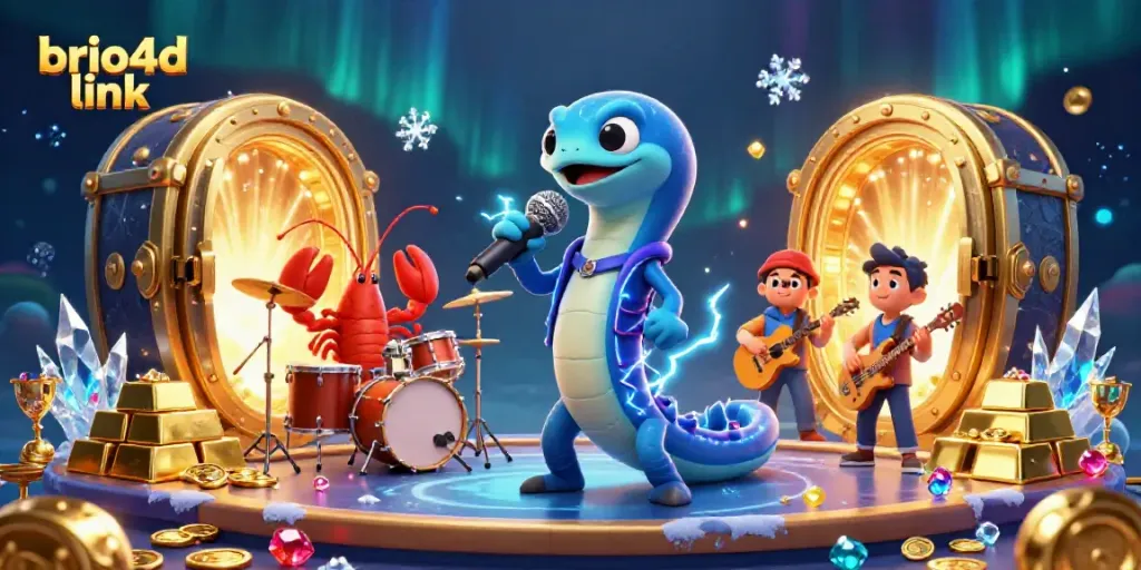 Experience the thrill of brio4d link with an electrifying underwater casino scene featuring a DJ electric eel and band.