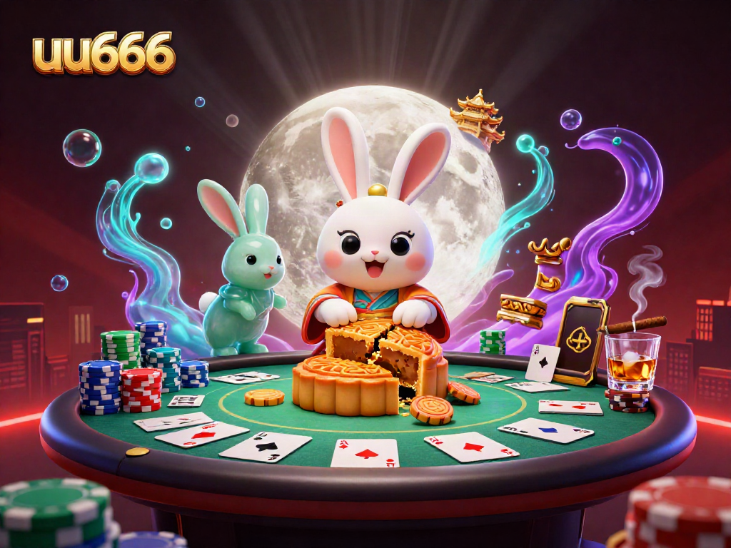 Experience the thrilling gambling action with uu666's captivating lunar casino scene featuring poker elements.