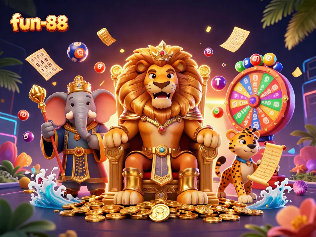 Experience thrilling gameplay at fun-88 with vibrant lottery elements and engaging characters.