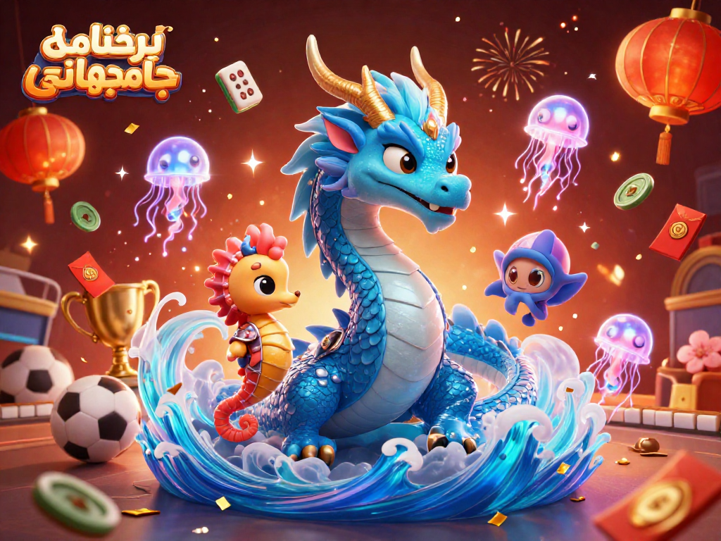 Bet on World Cup outcomes with برنامه پیش بینی جام جهانی, featuring a lively 3D scene.