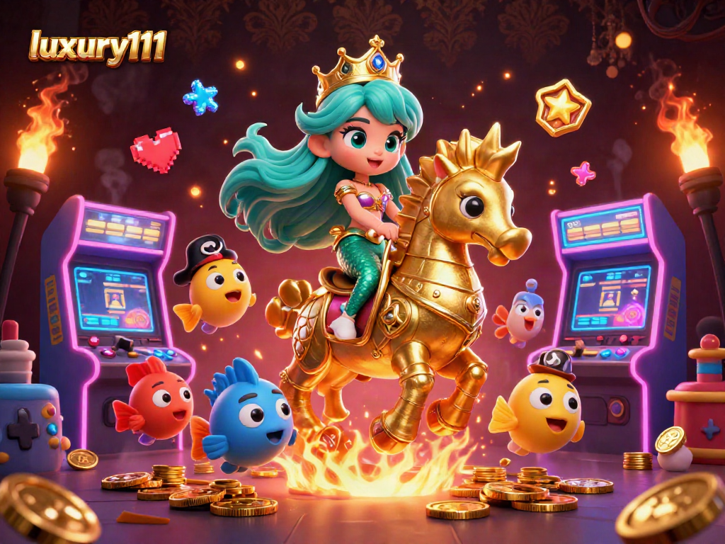 Experience thrilling gaming action with luxury111 in a vivid casino wonderland featuring a mermaid princess.