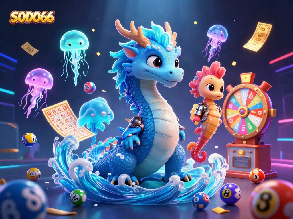 SODO66 offers exciting gaming adventures with a dragon, seahorse knight, and energetic gaming elements.