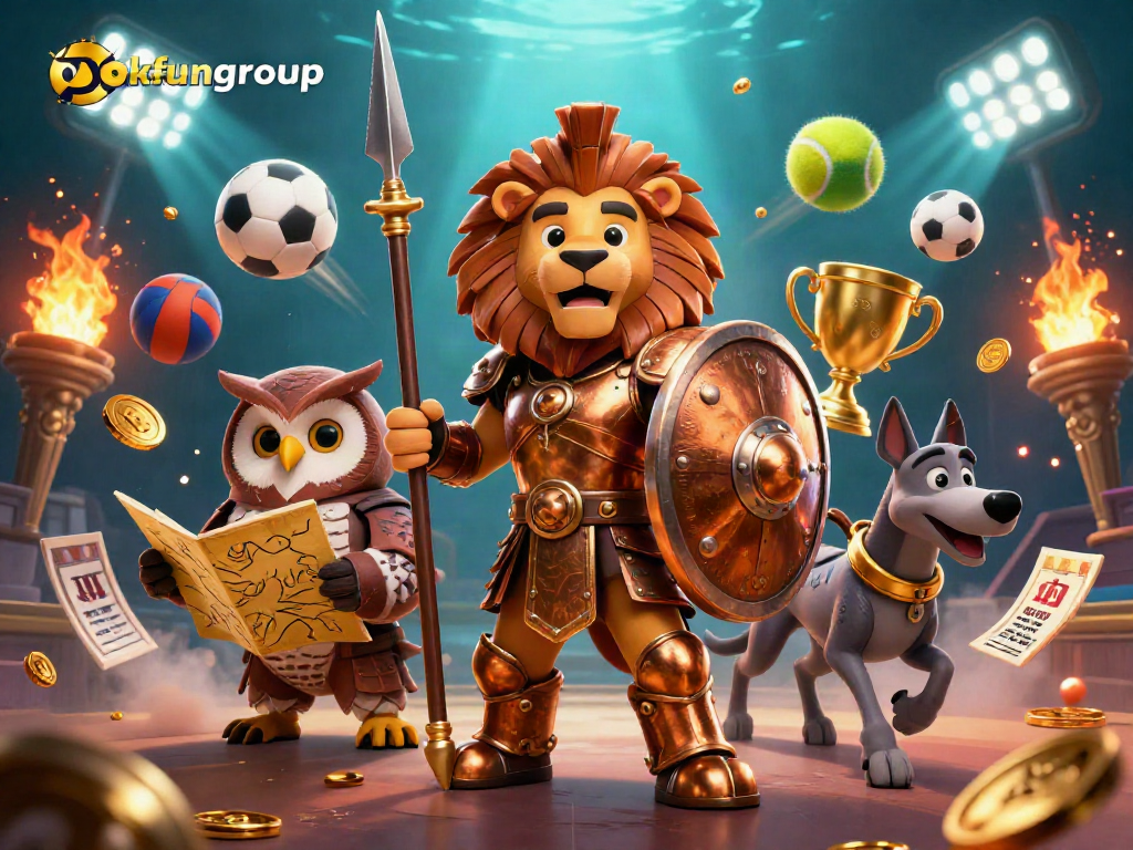Experience thrills with okfungroup as the Spartan lion, owl strategist, and greyhound messenger dominate the gaming arena.