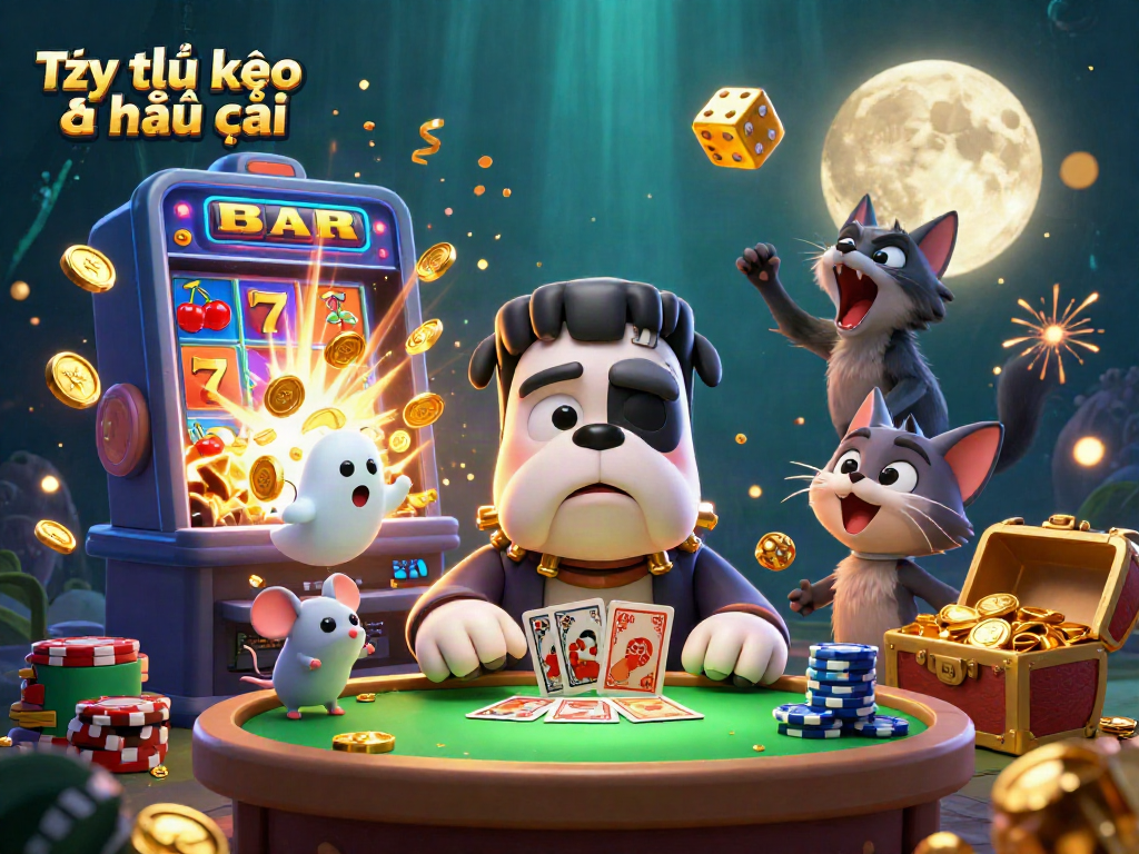Engage with Tỷ lệ kèo nhà cái through a thrilling 3D casino scene featuring dynamic creatures and vibrant game elements.