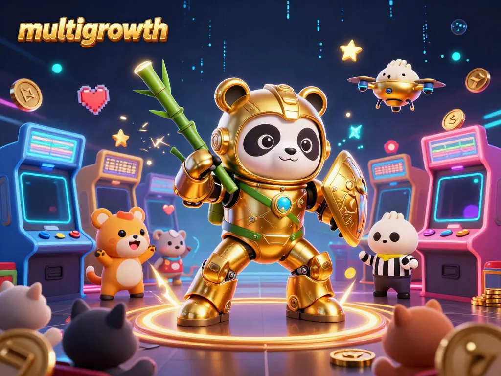 Engage with multigrowth gaming dynamics in a vibrant mech-casino battle scene.