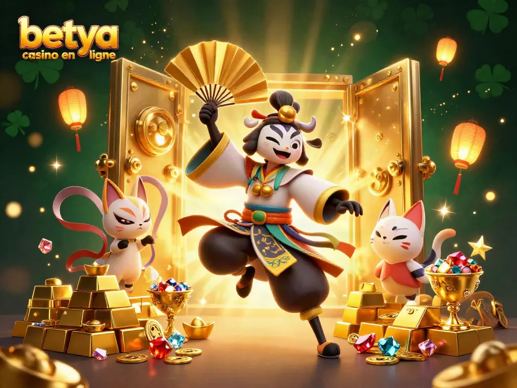 Experience the thrill of betya casino en ligne with our dynamic gaming scene illustration.
