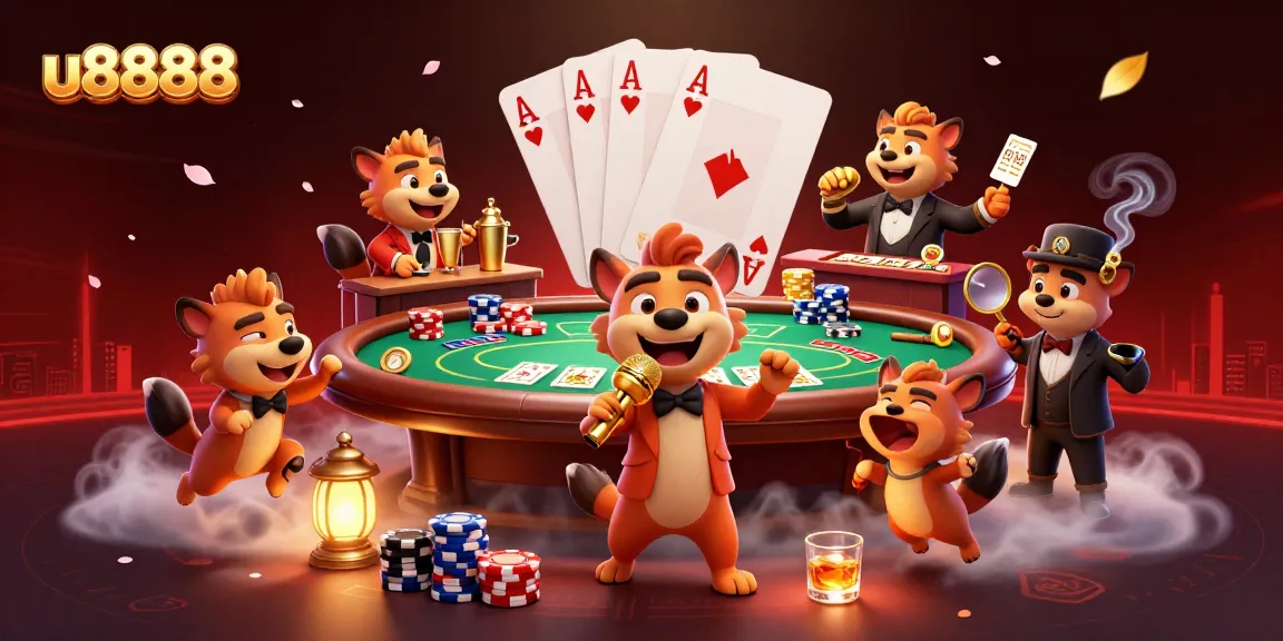 Experience the lively scene at the u8888 comedy casino with animated hyenas engaging in gaming excitement.
