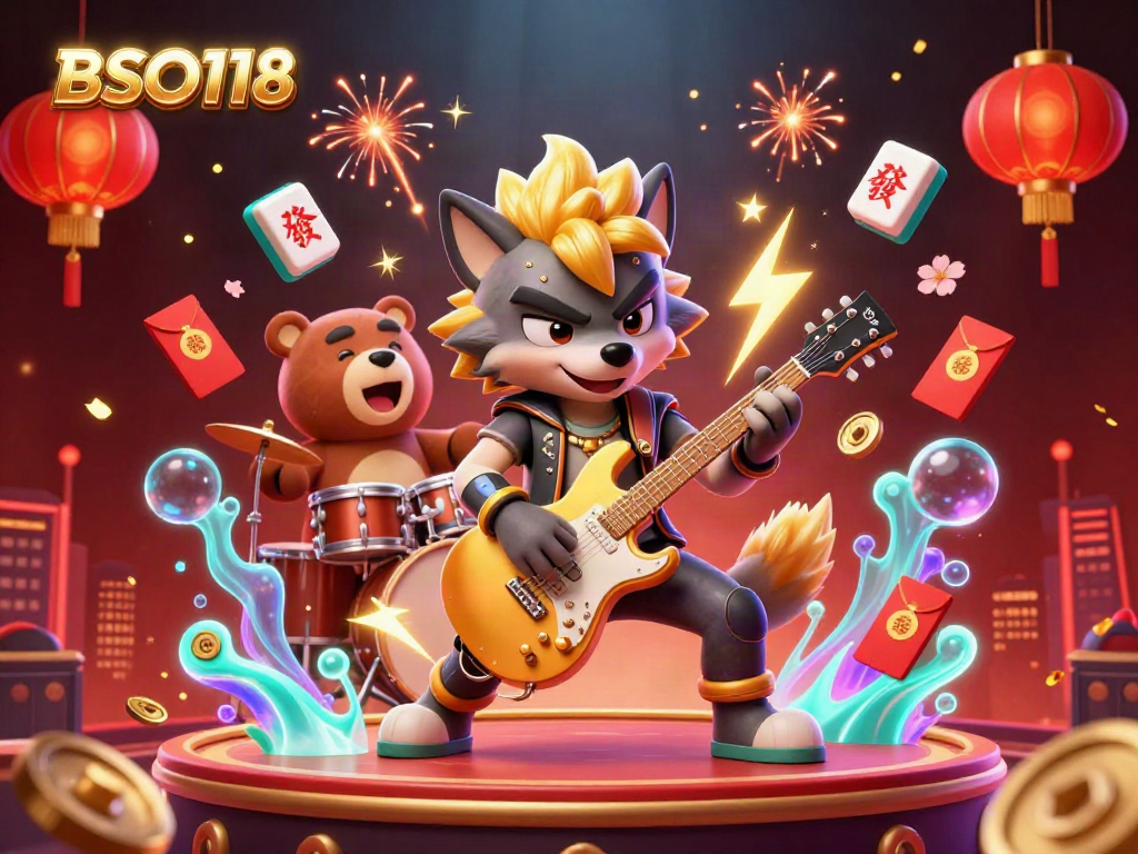 Experience winning with BSO118, a vibrant casino illustration showcasing dynamic characters and game elements.