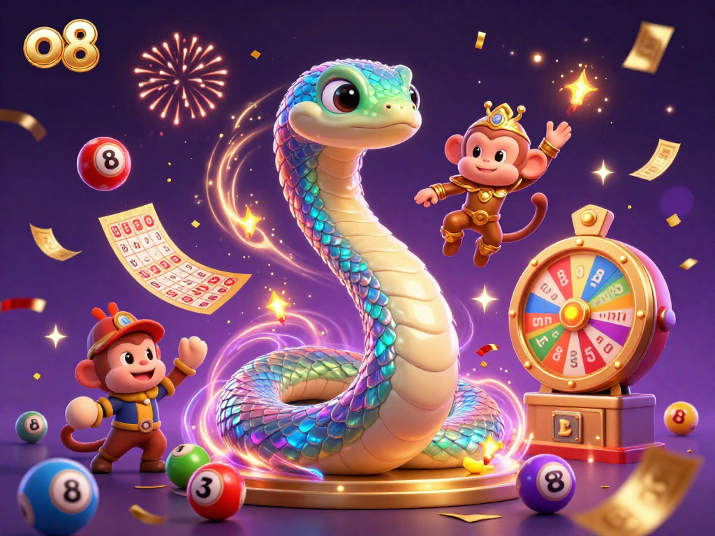 Experience the thrill of winning at o8 with colorful games and jackpot opportunities amid a magical scene.