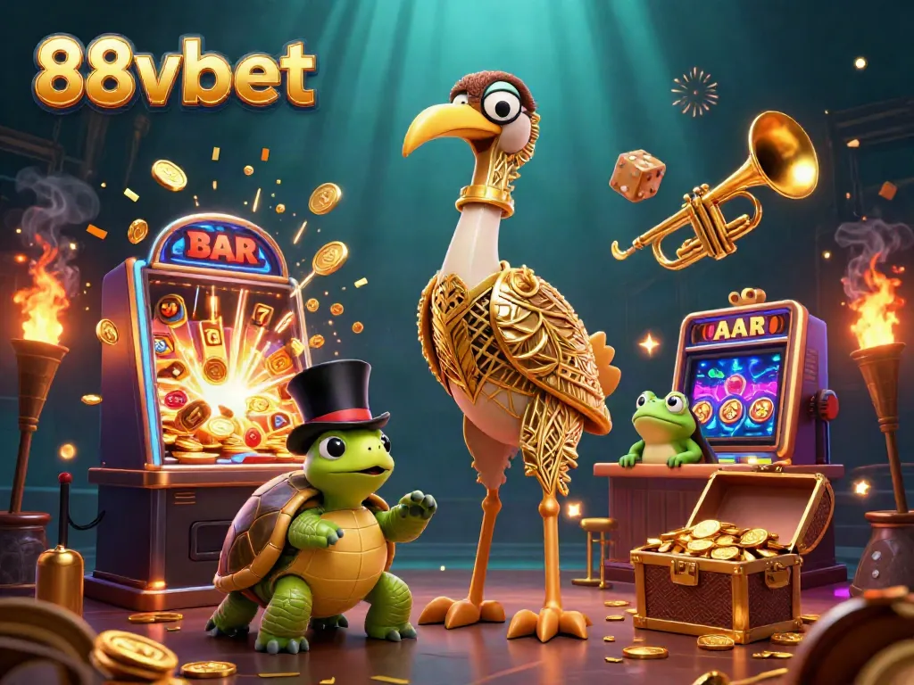 Join the excitement at 88vbet with dynamic characters and thrilling casino atmosphere in a vibrant 3D scene