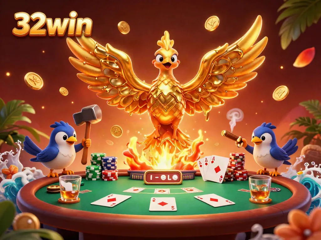 Experience exciting gaming at 32win with gold phoenix and dynamic poker elements!