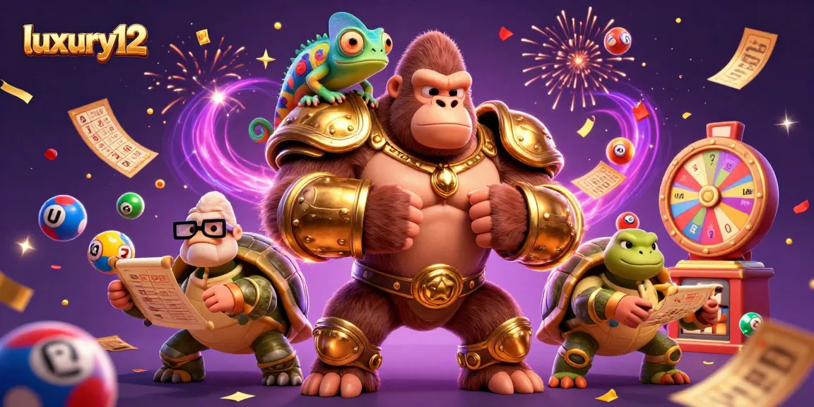 Engage with luxury12 through a colorful lottery and bingo scene featuring dynamic gaming elements and characters.