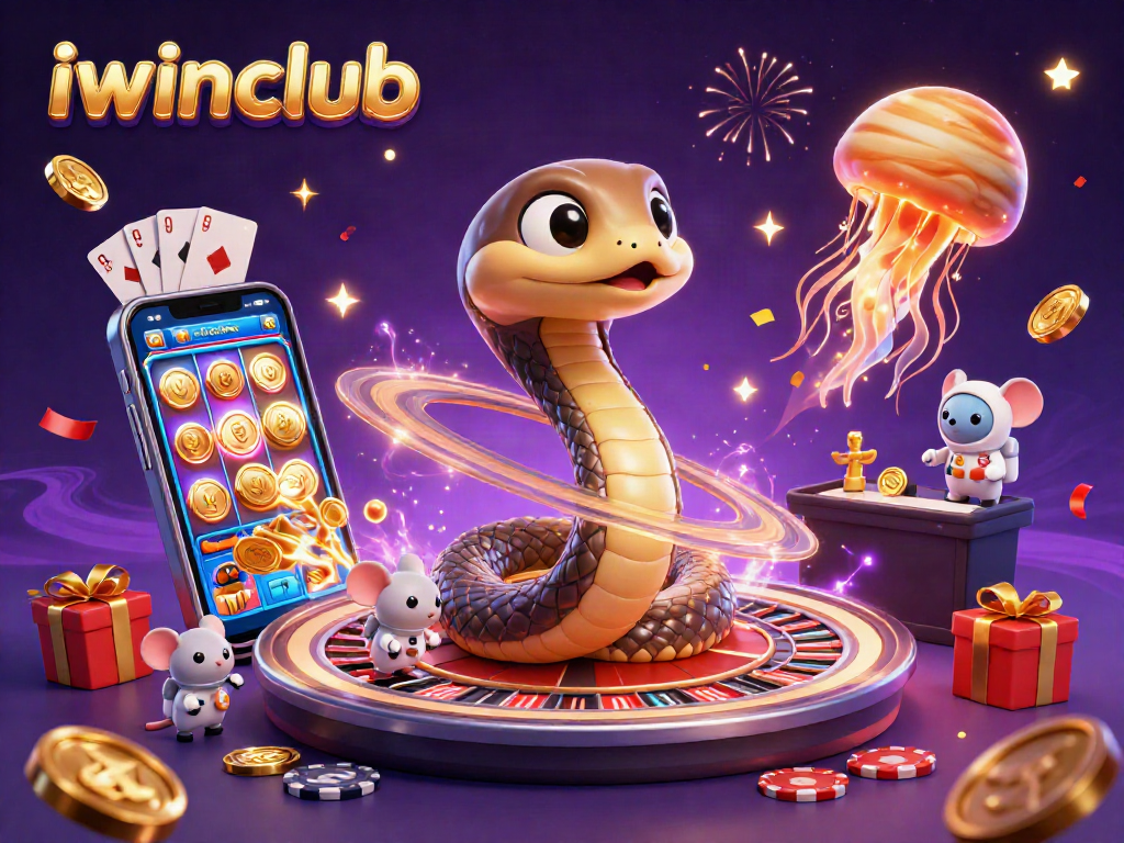 Join the fun at iwinclub with a cosmic roulette featuring animated characters and casino elements!