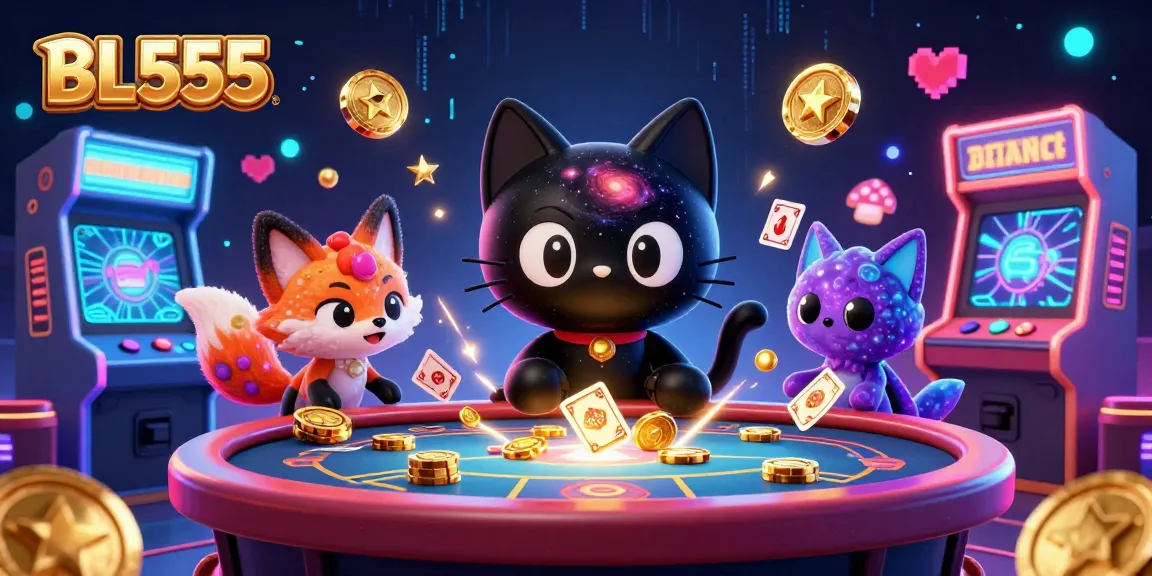Experience the cosmic casino fun and winnings at BL555 with captivating characters and vibrant games!
