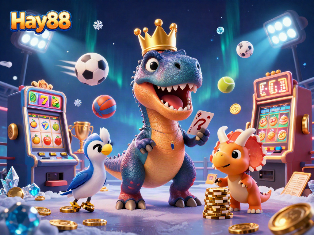 Engage with Hay88 for thrilling online gaming, featuring colorful characters and dynamic casino elements.