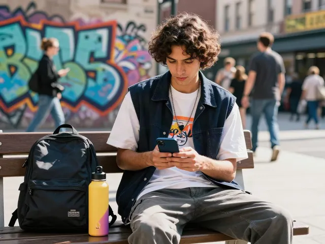 Peh888 fashion influencer engages with trendy app in urban setting