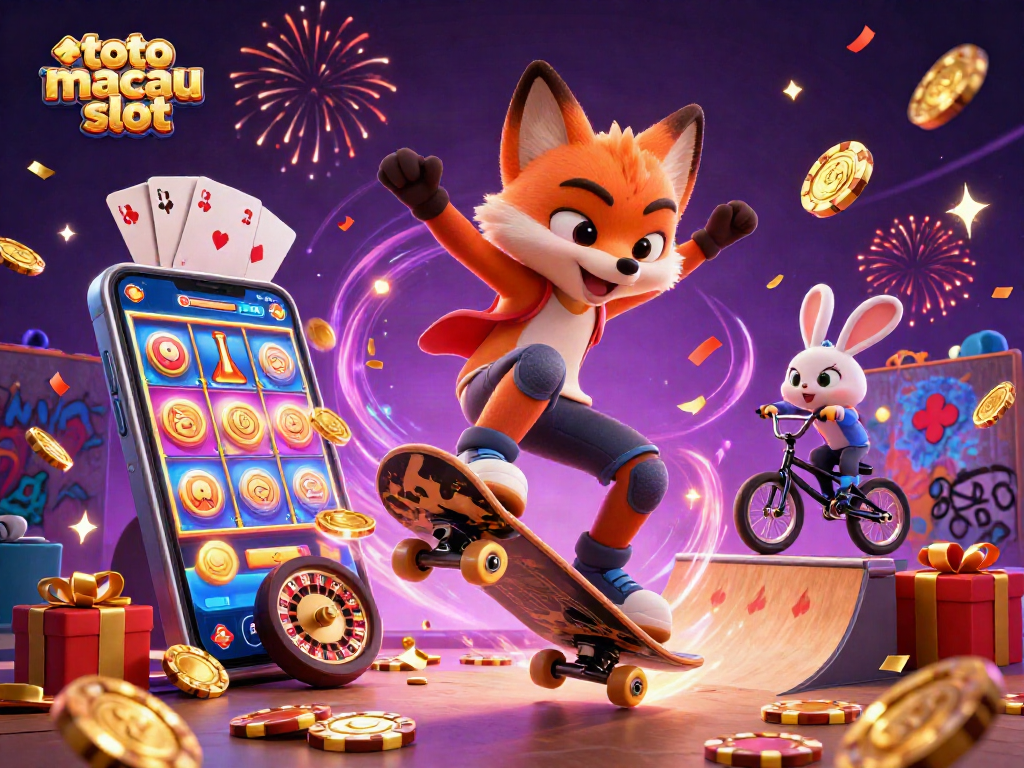Putaran slot toto macau slot dengan koin emas meledak dan simbol kasino yang penuh warna.