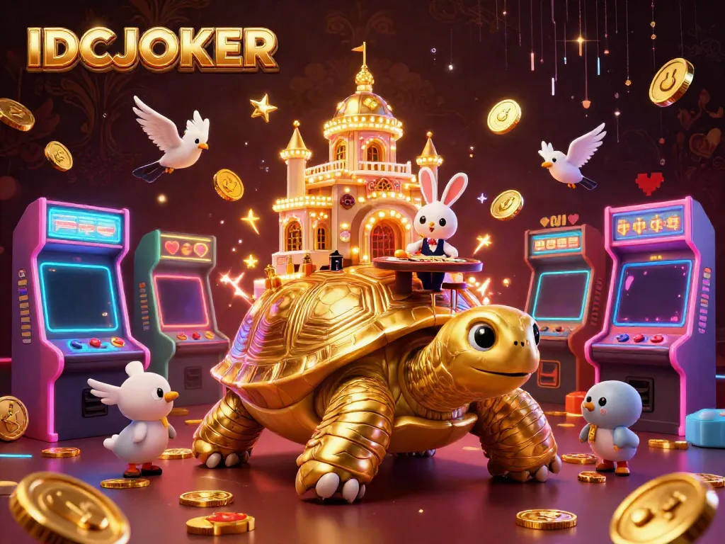 Experience the thrilling rewards at IDCJOKER with a vibrant 3D casino scene.