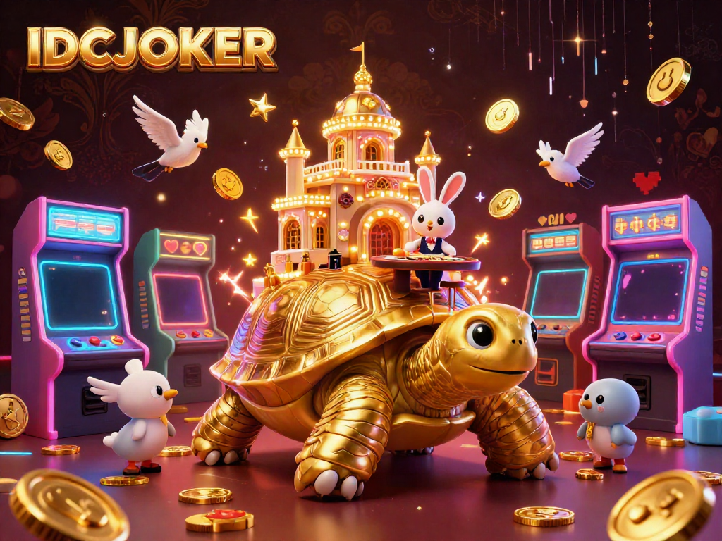 Experience the thrilling rewards at IDCJOKER with a vibrant 3D casino scene.