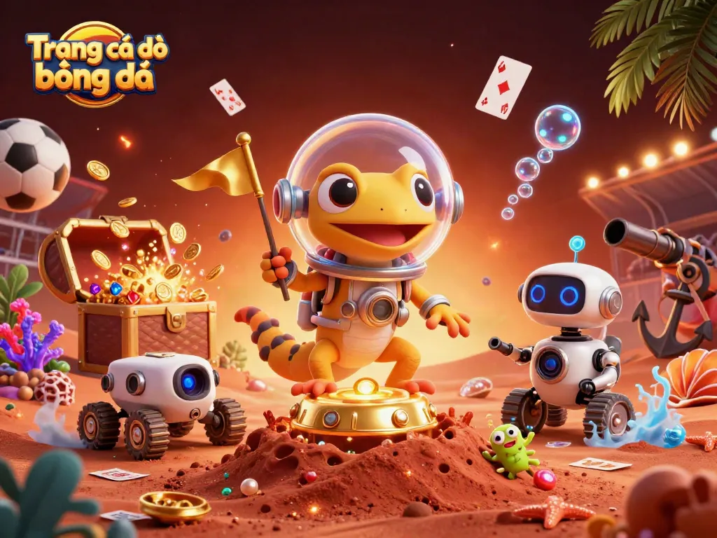 Engage in Trang cá độ bóng đá with the Martian gecko exploring a hidden casino.