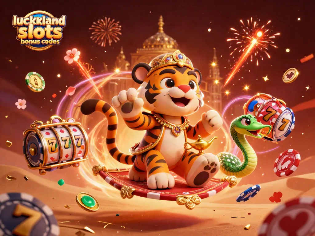 Experience the excitement of luckyland slots bonus codes with this vibrant casino-themed illustration.