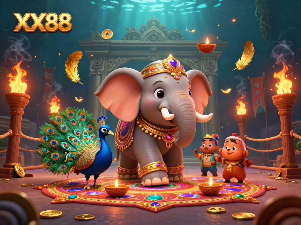 Experience thrilling gameplay at XX88 casino with vibrant characters and dynamic gambling elements.