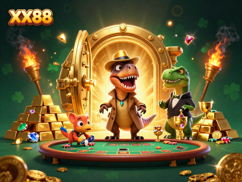 Experience thrilling gameplay with XX88 while the velociraptor card counter attempts to win at blackjack.