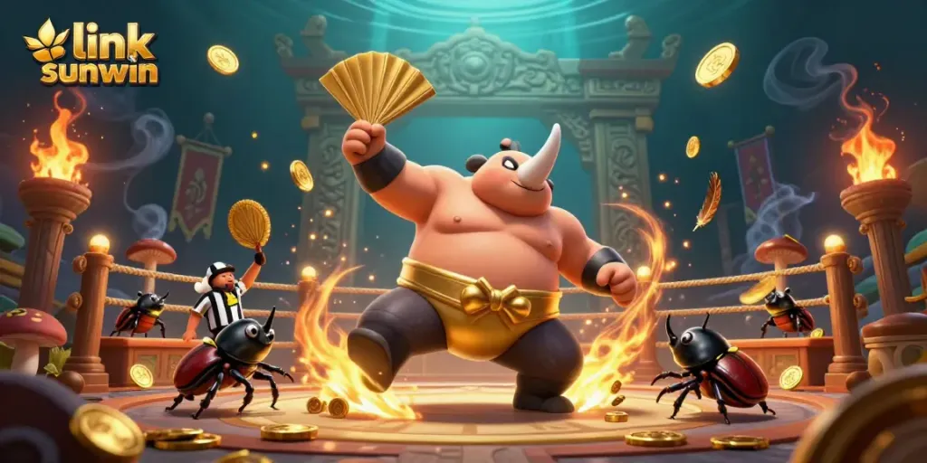 Experience thrilling gameplay at link sunwin with vibrant visuals of a beetle sumo champion.