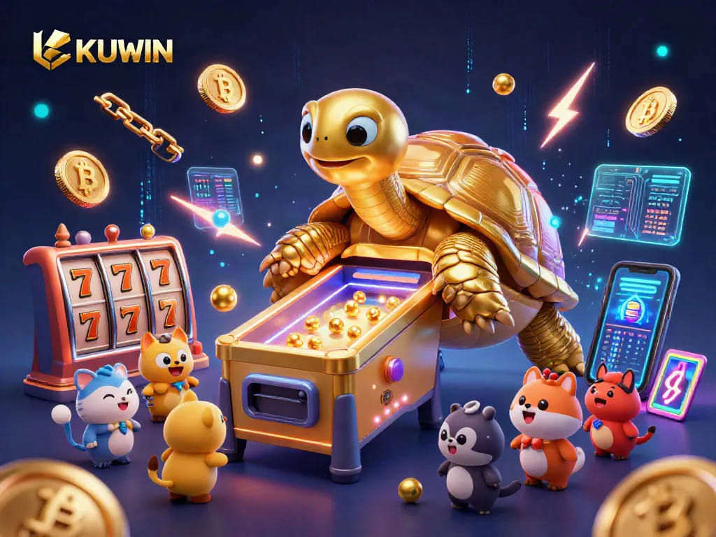 KUWIN encourages players to experience thrilling jackpot slots amid vibrant 3D casino elements.