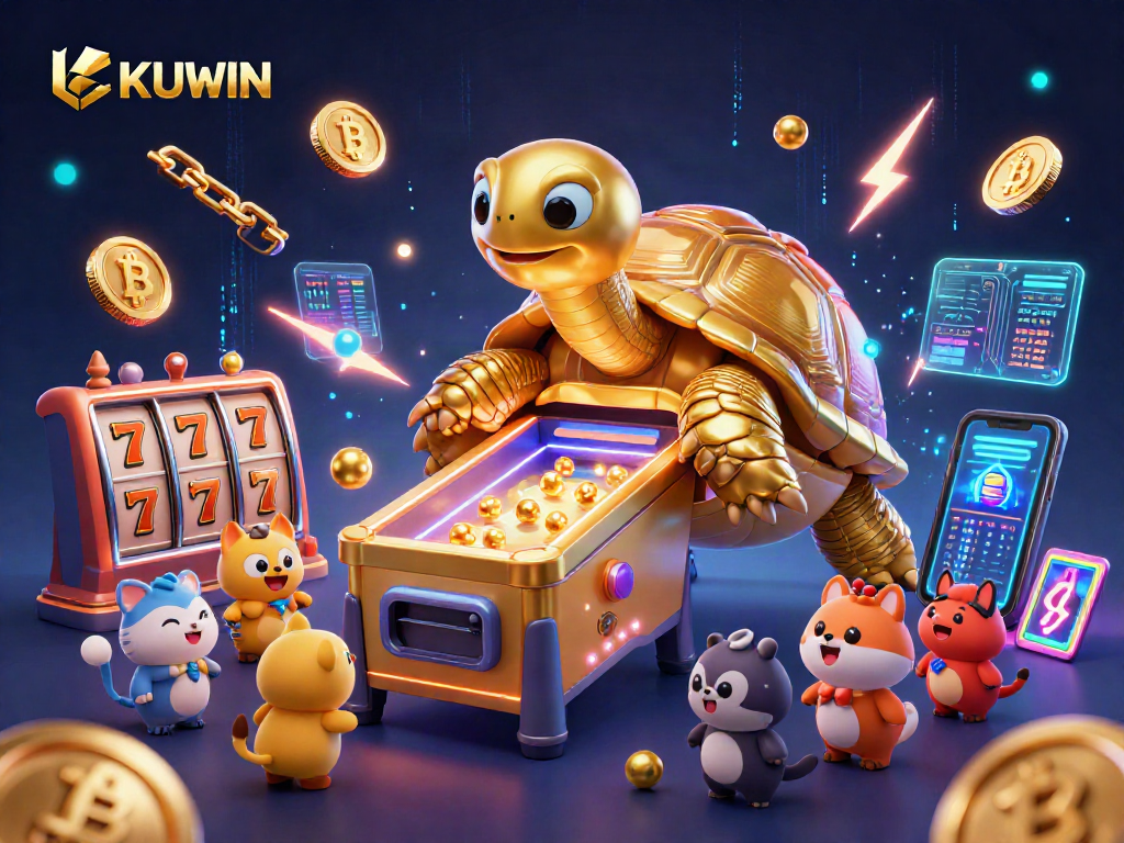 KUWIN encourages players to experience thrilling jackpot slots amid vibrant 3D casino elements.