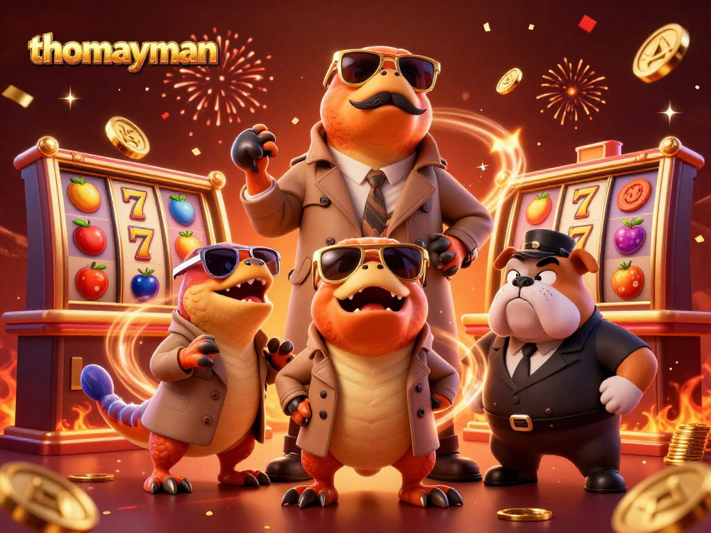 Experience the thrill of thomayman with raptors in disguise entering a VIP casino, rich in slot symbols.