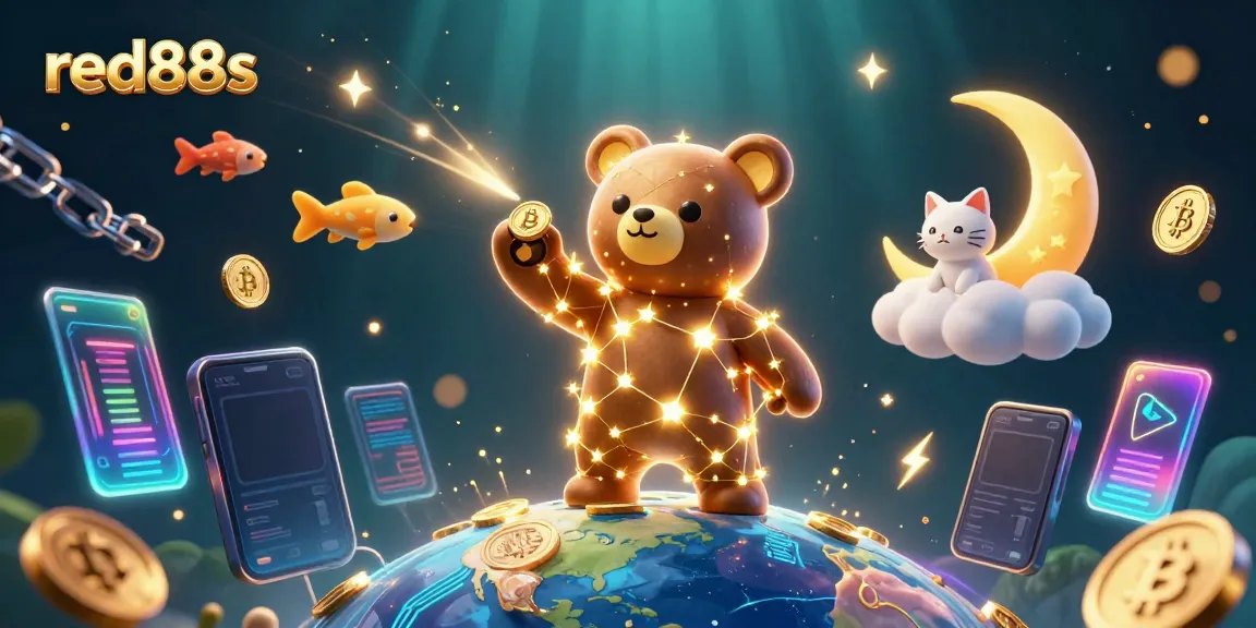 Experience the magic of red88s with golden stars, glowing coins, and casino vibes in this engaging scene.