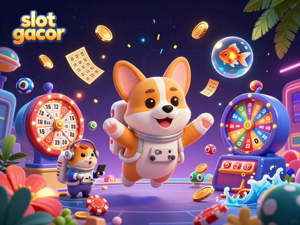 Experience slot gacor excitement with the astronaut corgi in a dynamic space casino environment.