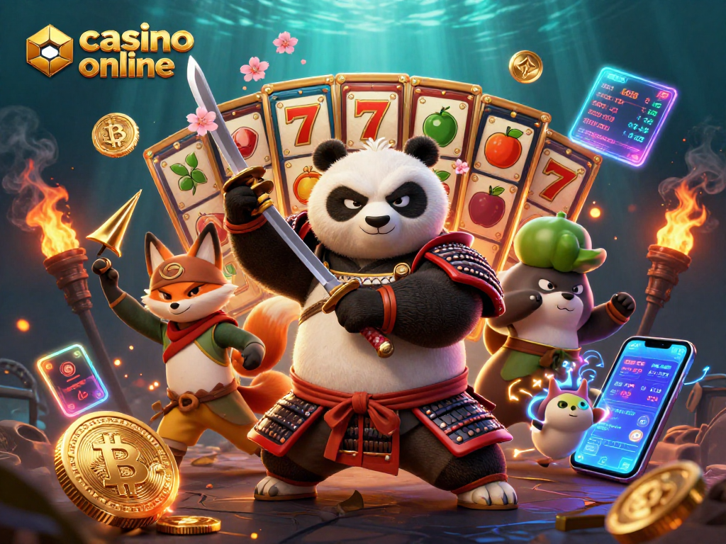 Engage with the world of casino online through a vibrant 3D illustration featuring samurai and mystical characters.
