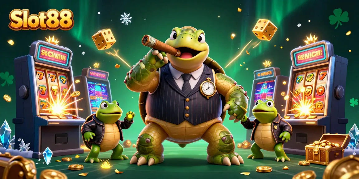 Spin to win with Slot88 as colorful slot machines burst with coins and festive lights.