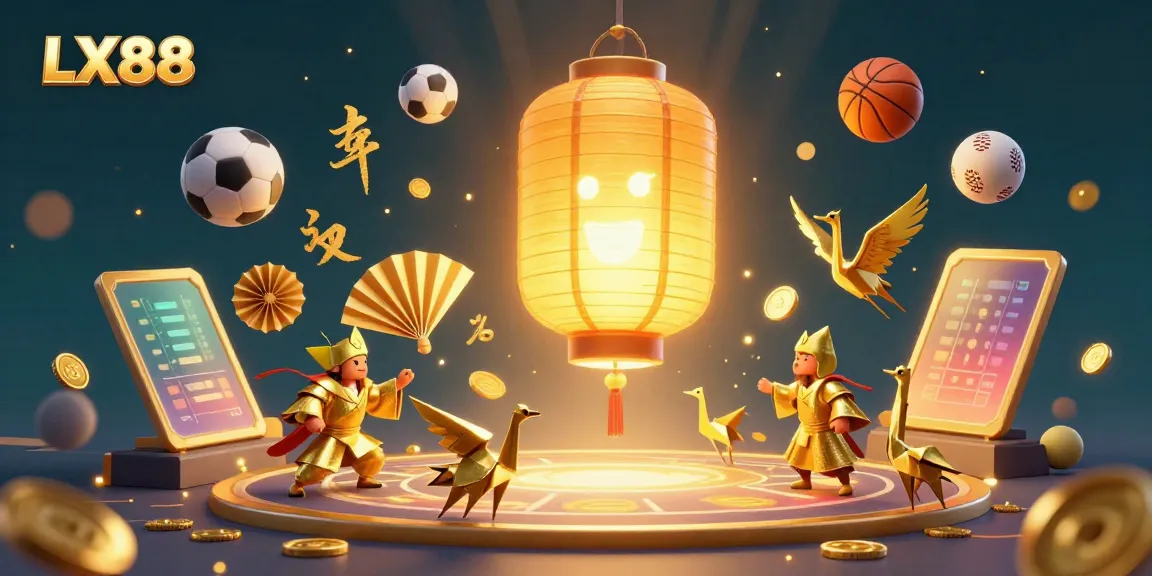 LX88's vibrant online casino scene with golden lantern spirit and dynamic sports action.