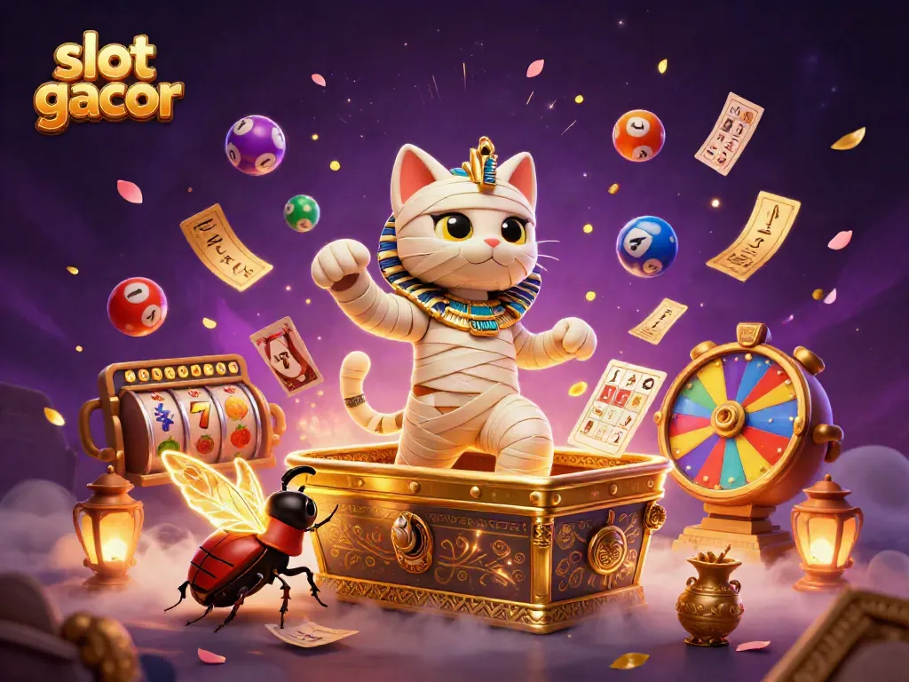 Engage with slot gacor as a lively 3D animated Egyptian scene captures excitement in winning.