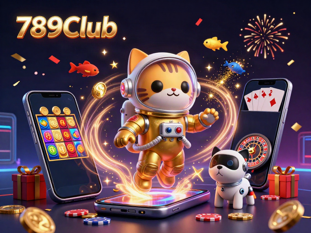 Engage in thrilling gameplay with the 789Club, featuring exciting digital casino elements and vibrant characters.