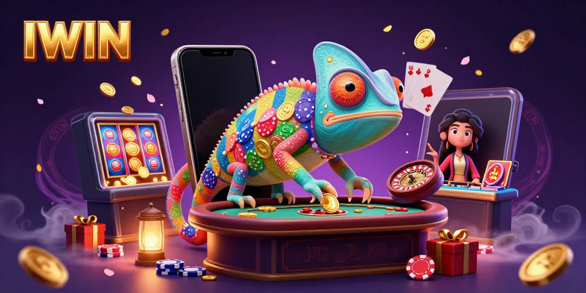 IWIN offers an engaging chameleon casino owner character with immersive gambling elements creating excitement.