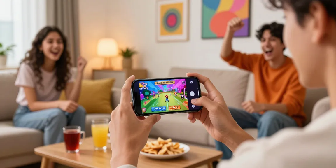 Engaging moment of a player enjoying 3 Patti No1 on a smartphone in a lively environment.